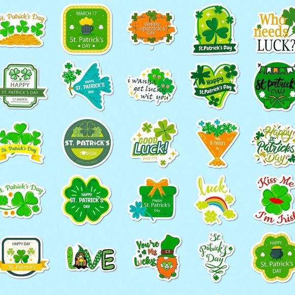 St Patrick’s Day Vinyl Sticker Set 50 pack - Picture 3 of 4